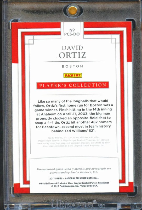 David Ortiz 2017 National Treasures Auto Autograph Game Worn Patch 10/10 Red Sox view 2