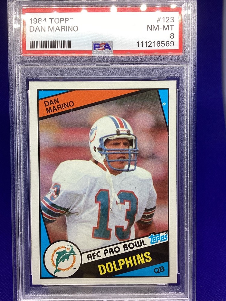 1984 Topps #123 DAN MARINO Rookie PSA 8 NM-MT Hof NICE Sharp & centered (569)