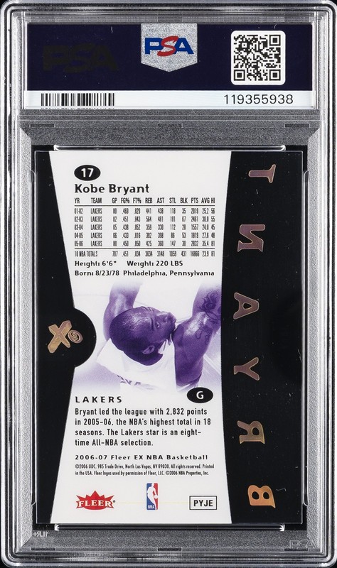 2006 FLEER E-X #17 KOBE BRYANT PSA 9 view 2