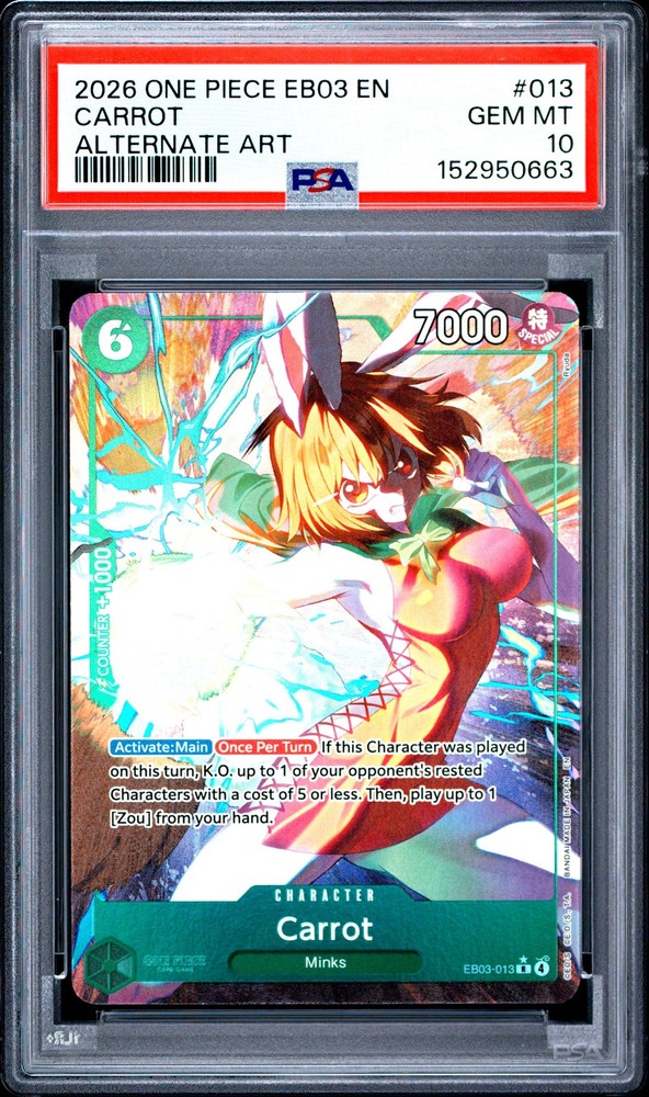 2026 ONE PIECE EB03-EXTRA BOOSTER -ONE PIECE HEROINES EDITION- CARROT PSA 10