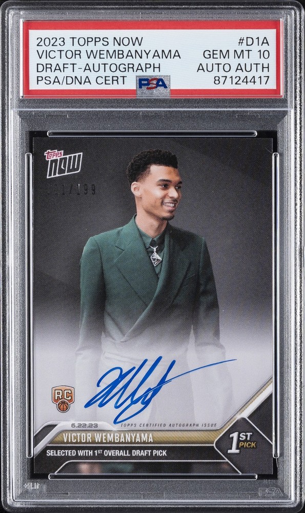 2023 TOPPS NOW DRAFT AUTO #D1A VICTOR WEMBANYAMA RC /199 PSA 10 AUTO AUTHENTIC