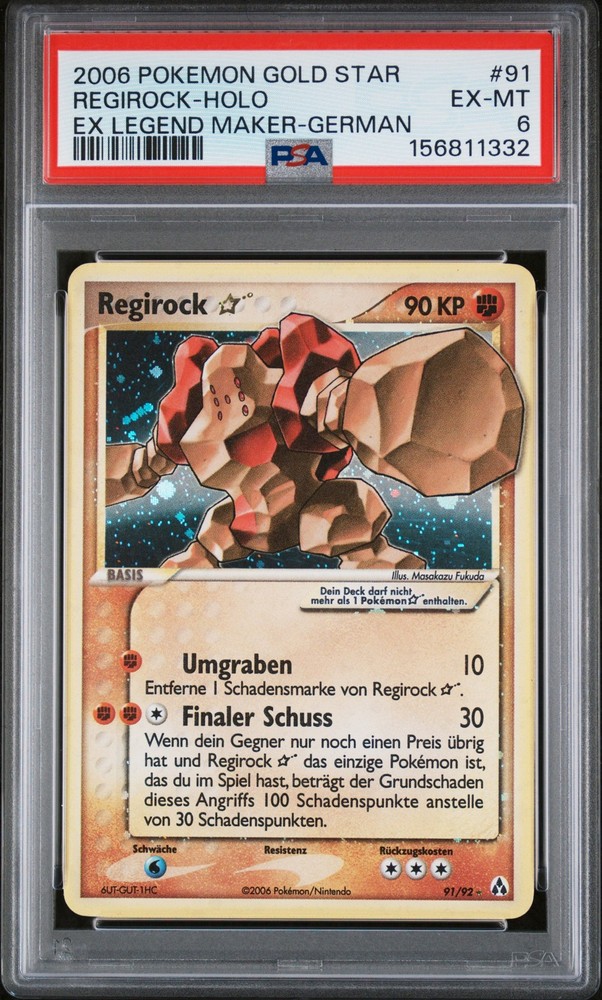 2006 POKEMON EX LEGEND MAKER GERMAN-GOLD STAR #91 REGIROCK-HOLO PSA 6