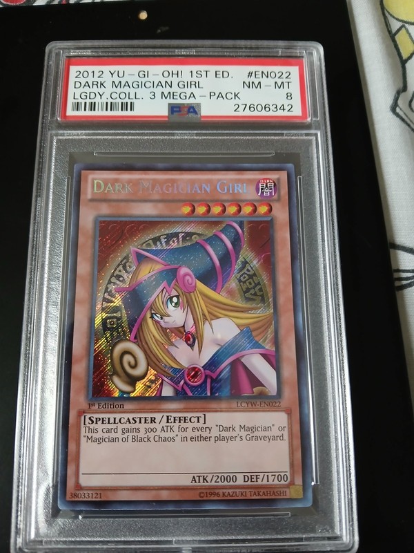 2012 Yu-Gi-Oh Dark Magician Girl 1st Edition Legend Collection 3 Mega Pack Psa 8 view 2