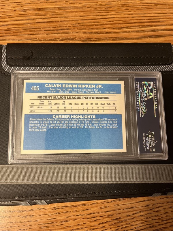 1982 Donruss Cal Ripken Jr PSA 8 NM-MT #405 RC view 2