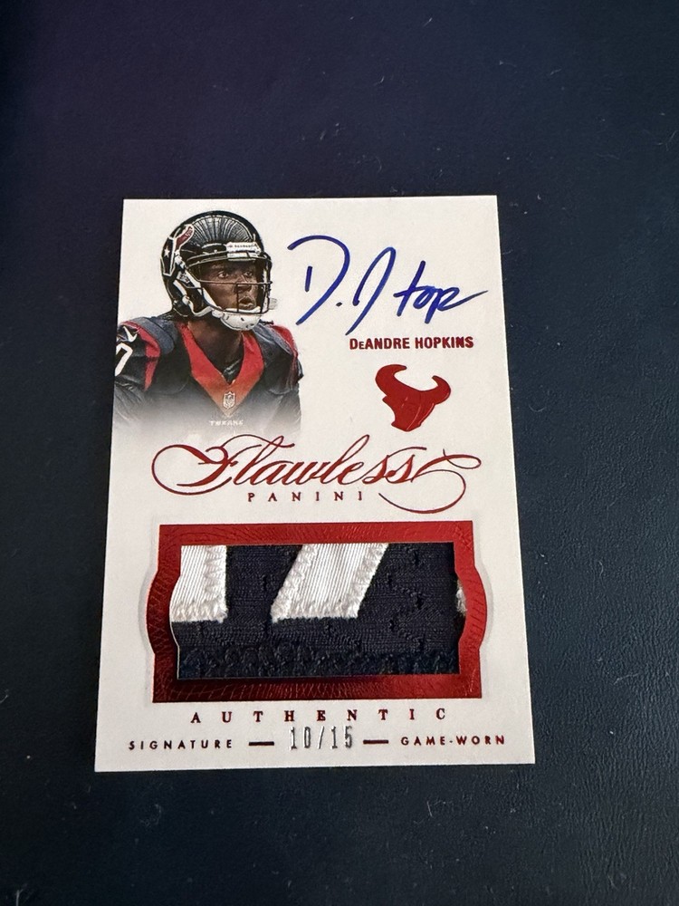 2014 Panini Flawless - Game Used Patch Auto DeAndre Hopkins #27 Ruby /15