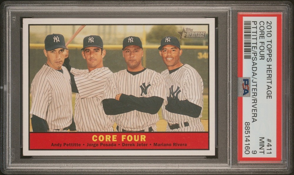 2010 Topps Heritage Core Four 🔥PETTITTE/POSADA/JETER/RIVERA🔥 PSA 9 🌟 Mint