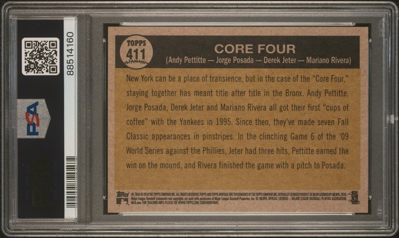 2010 Topps Heritage Core Four 🔥PETTITTE/POSADA/JETER/RIVERA🔥 PSA 9 🌟 Mint view 2