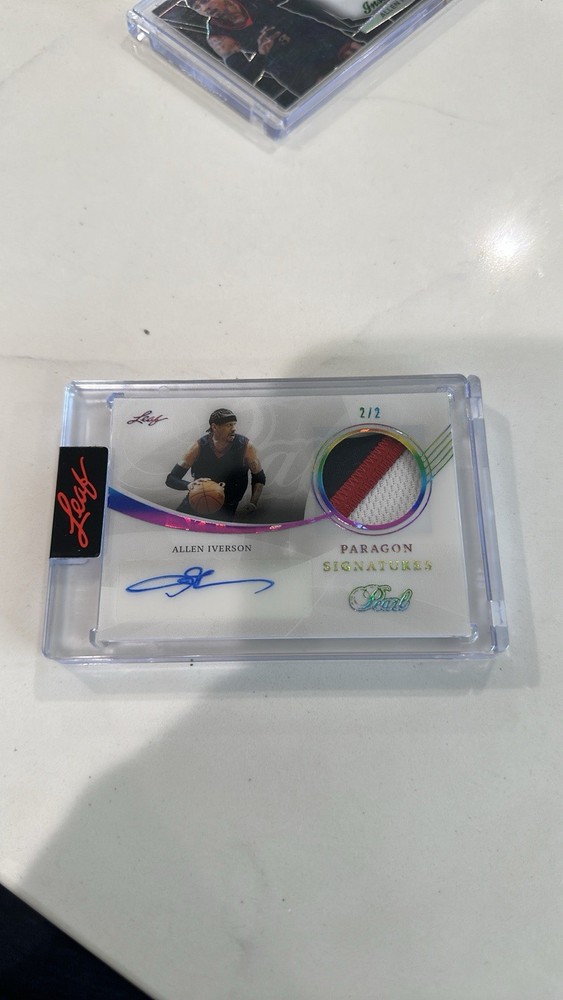 2022 Pearl PARAGON SIGNATURES GAME USED 3clr patch Allen Iverson AUTO  2/2 