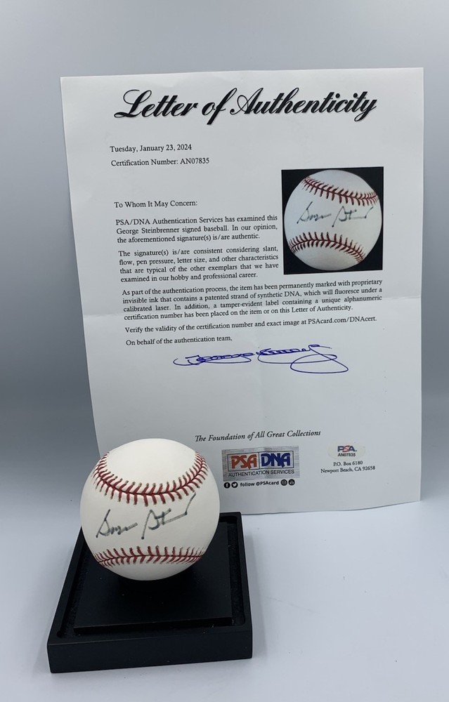 George Steinbrenner PSA LOA & JSA Autograph OAL Signed Baseball New York Yankees