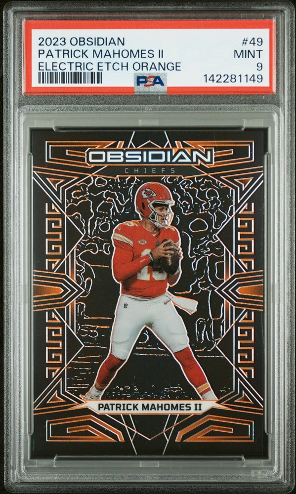 2023 PANINI OBSIDIAN ELECTRIC ETCH ORANGE #49 PATRICK MAHOMES II 7/49 PSA 9