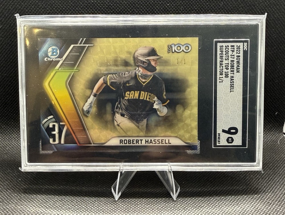 ROBERT HASSELL~ 2022 Bowman Scouts Top 100 Rookie SUPERFRACTOR 1/1🔥SGC 9 Mint