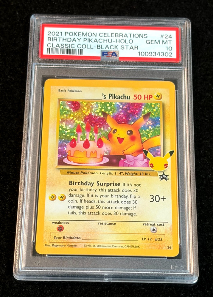 2021 Pokemon Celebrations Birthday Pikachu-Holo #24 PSA 10