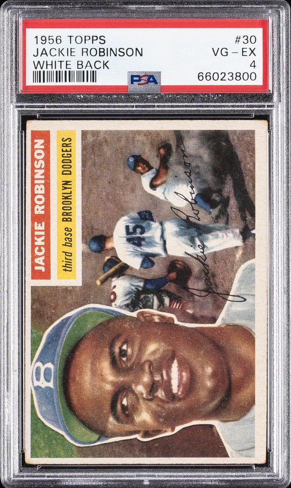 1956 TOPPS WHITE BACK #30 JACKIE ROBINSON PSA 4