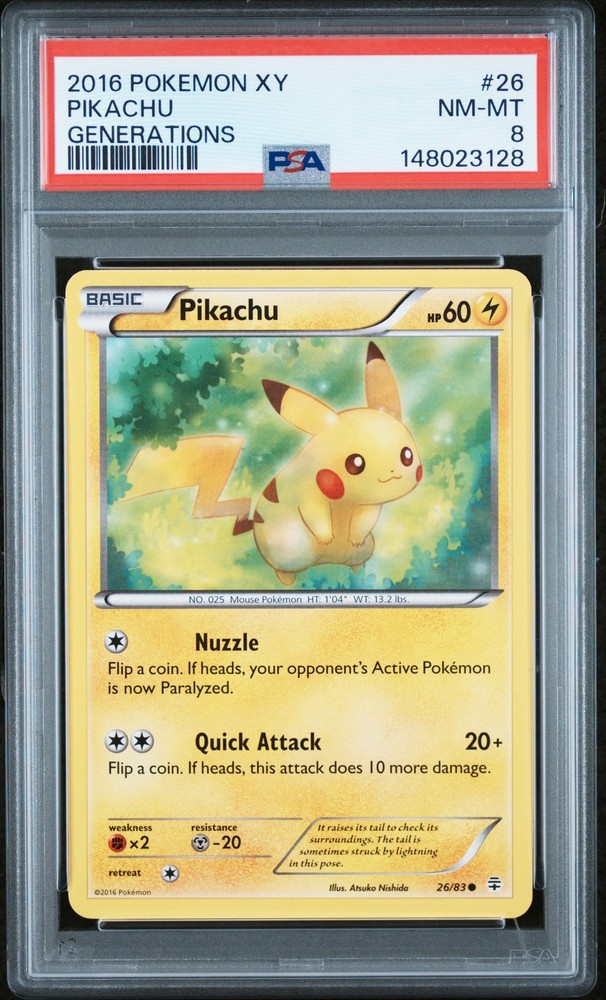 2016 POKEMON XY GENERATIONS #26 PIKACHU PSA 8