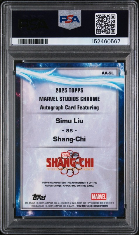 2025 TOPPS MARVEL STUDIOS CHROME SINGLE AUTOS #SL SHANG-CHI/SIMU LIU PSA 7 view 2