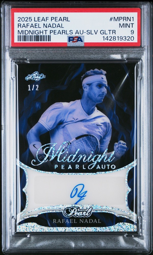 2025 LEAF PEARL MIDNIGHT PEARLS AUTOS SILVER GLITTER RAFAEL NADAL 1/2 PSA 9