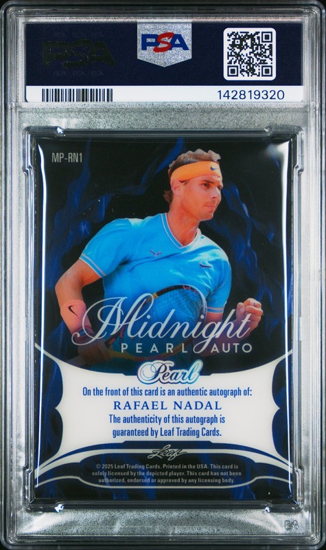 2025 LEAF PEARL MIDNIGHT PEARLS AUTOS SILVER GLITTER RAFAEL NADAL 1/2 PSA 9 view 2