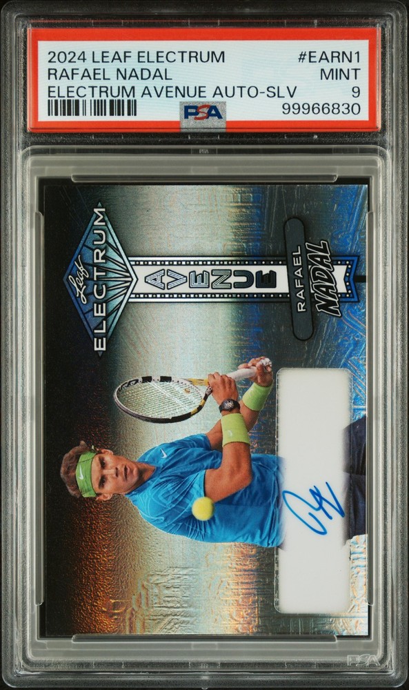 2024 LEAF ELECTRUM ELECTRUM AVENUE AUTOS SILVER #EARN1 RAFAEL NADAL 3/3 PSA 9 view 1