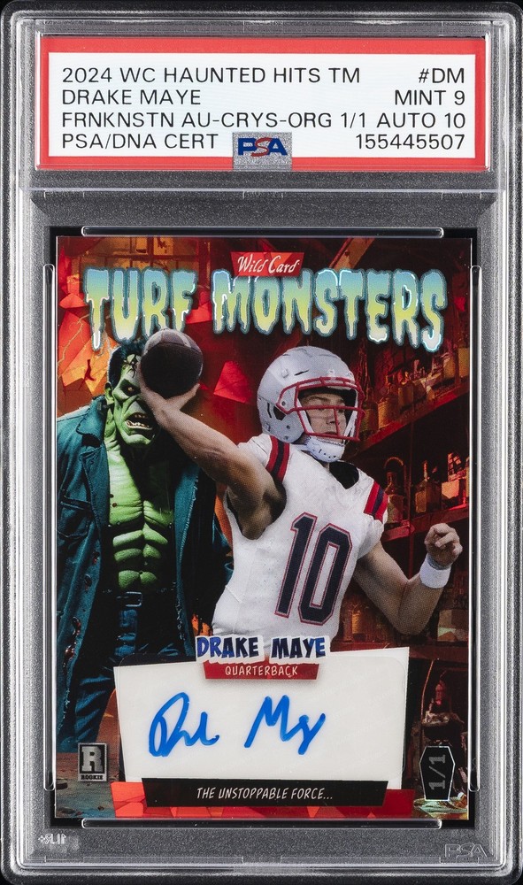 2024 WILD CARD CRYSTAL HOLO FOIL-ORANGE 1/1 #DM DRAKE MAYE 1/1 PSA 9 AUTO 10