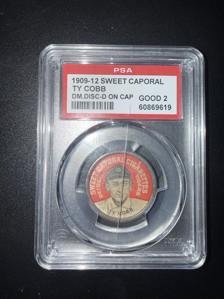 1909 TY COBB SWEET CAPORAL DOMINO DISCS DOM.DISCS-(D ON CAP) PSA 2