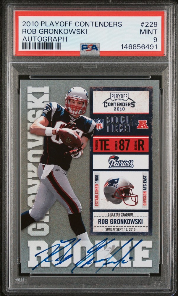2010 PLAYOFF CONTENDERS AUTO #229 ROB GRONKOWSKI ROOKIE RC PSA 9