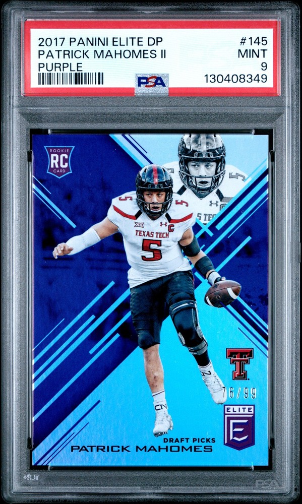 2017 PANINI ELITE DRAFT PICKS PURPLE PATRICK MAHOMES II ROOKIE RC 76/99 PSA 9