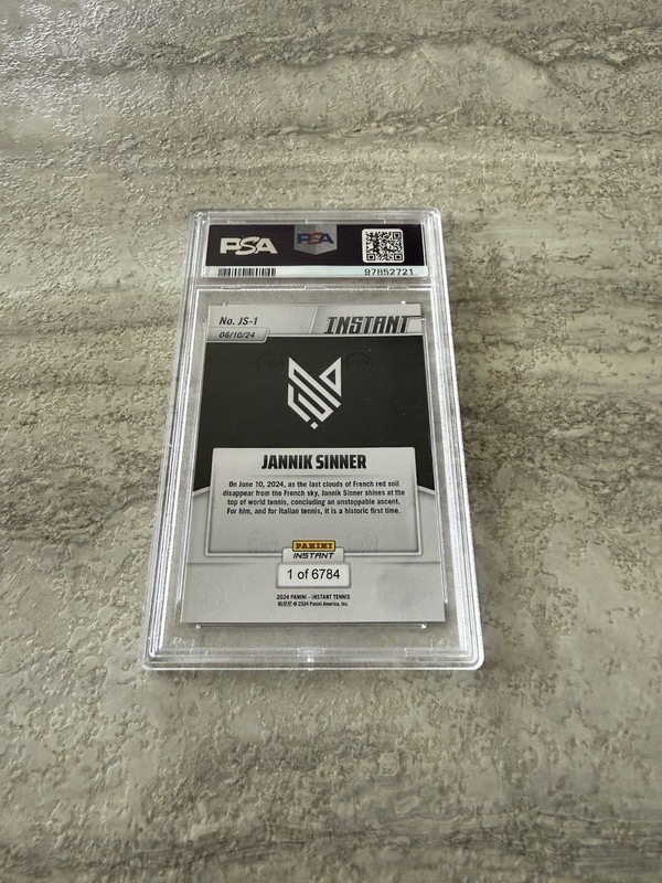 Panini Instant Jannik Sinner 2024 New World RC #JS1 Rookie PSA 10 Gem Mint view 2