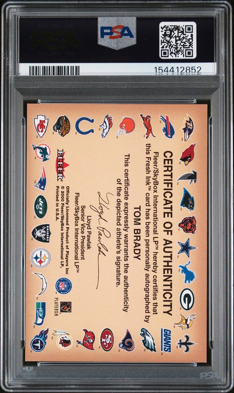 2000 FLEER AUTOGRAPHICS TOM BRADY PSA AUTHENTIC AUTO 10 view 2