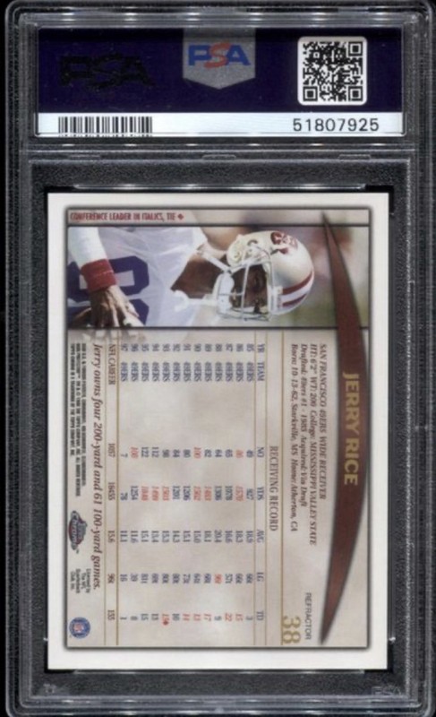 1998 Topps Chrome #38 Jerry Rice Refractor PSA 10 Gem Mint Low Pop HOF 49ers view 2