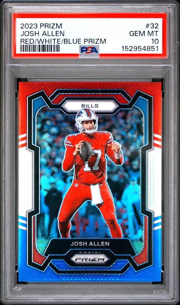 2023 PANINI PRIZM RED/WHITE/BLUE PRIZM #32 JOSH ALLEN PSA 10