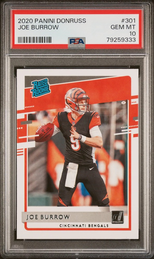 Joe Burrow 2020 Donruss Rated Rookie RC Cincinnati Bengals #301 PSA 10