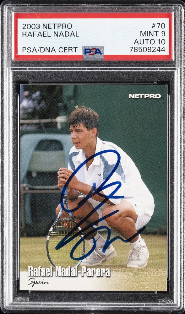 2003 NETPRO #70 RAFAEL NADAL-PARERA ROOKIE RC PSA 9 AUTO 10