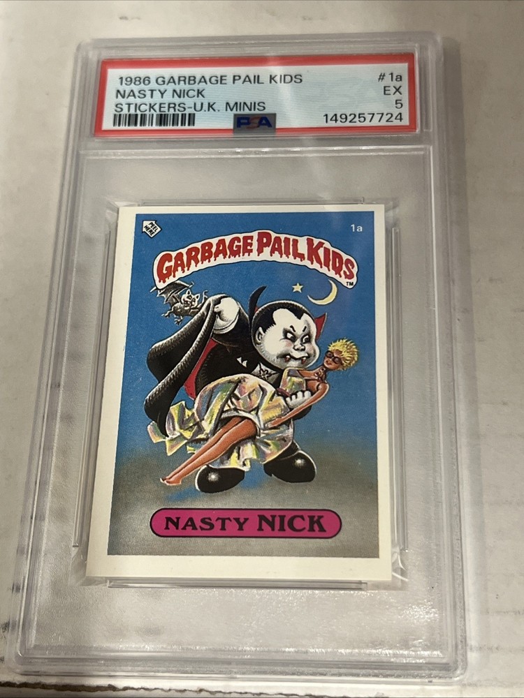 1986 TOPPS UK MINIS GARBAGE PAIL KIDS NASTY NICK PSA 5 #1A