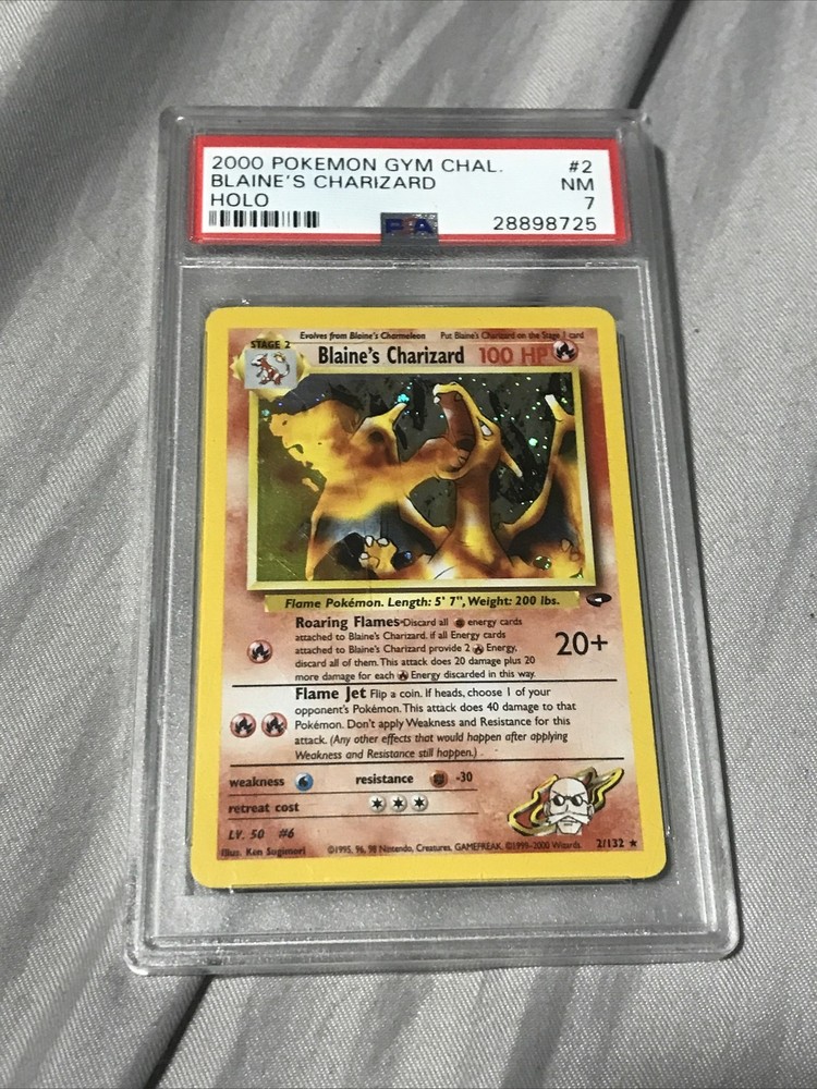 Pokemon Blaine's Charizard Holo 2/132 PSA 7 Gym Challenge