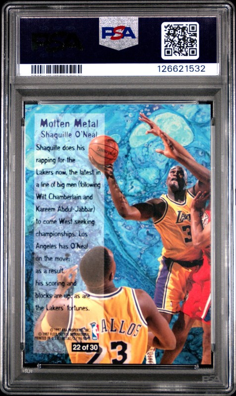 1996 METAL MOLTEN METAL #22 SHAQUILLE O'NEAL PSA 8 view 2