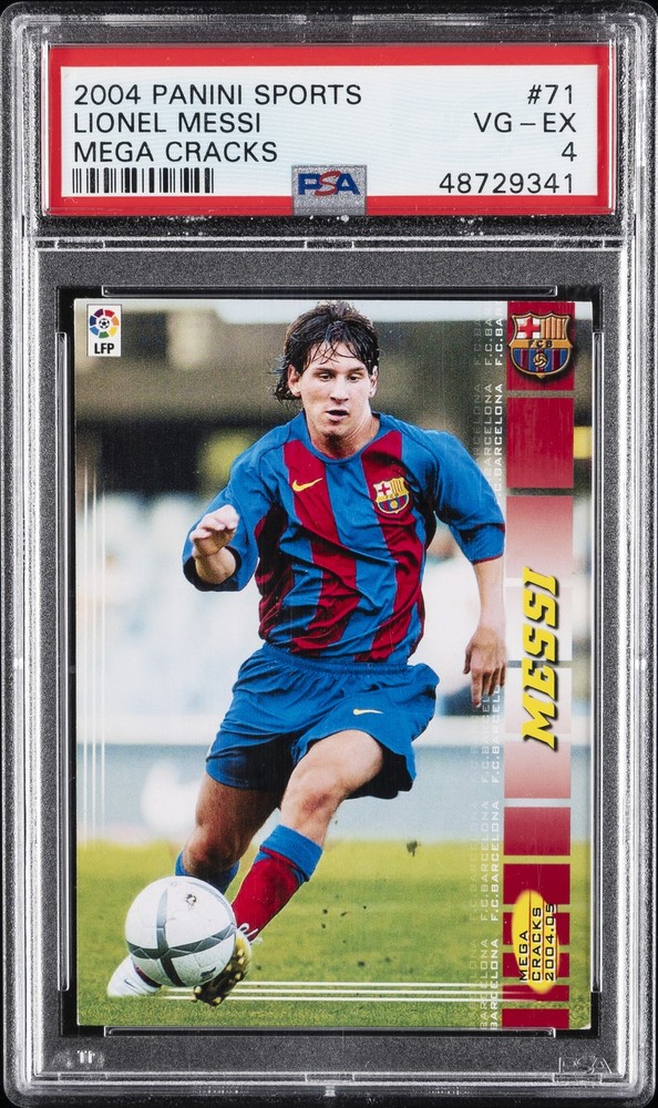 2004-05 PANINI SPORTS MEGA CRACKS #71 LIONEL MESSI ROOKIE RC PSA 4