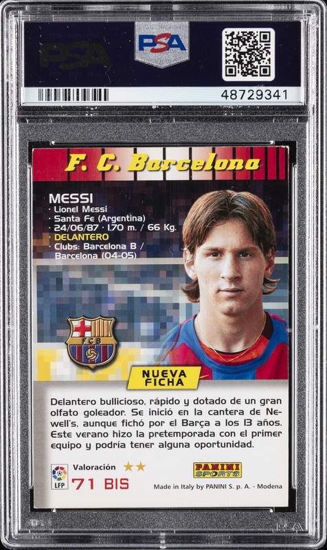 2004-05 PANINI SPORTS MEGA CRACKS #71 LIONEL MESSI ROOKIE RC PSA 4 view 2
