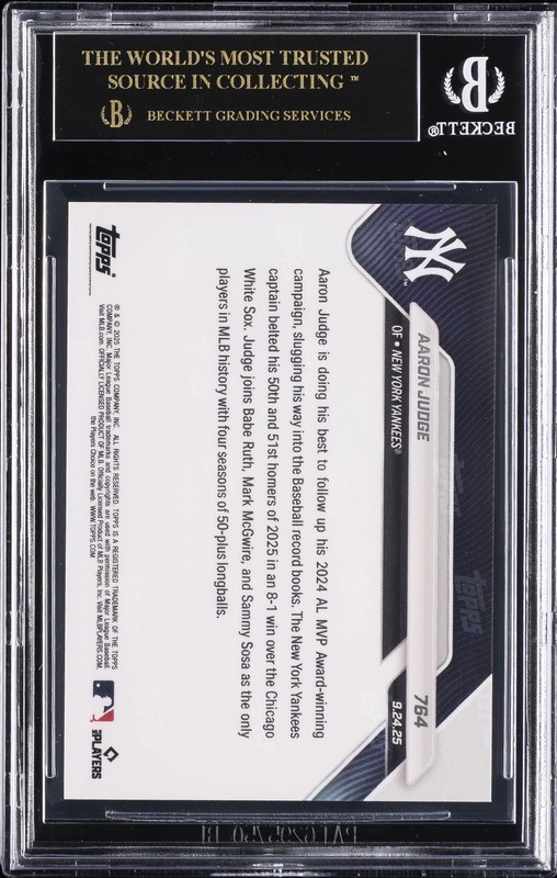 2025 TOPPS NOW #764 AARON JUDGE BGS 10 BLACK LABEL view 2