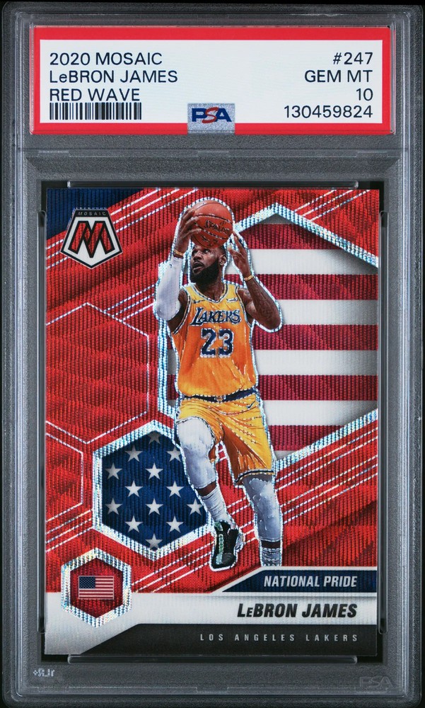 LeBron James 2020-21 Panini Mosaic Mosaic Red Wave #247 (PSA 10)