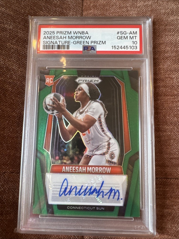 Aneesah Morrow 2025 Panini Prizm WNBA Rookie Auto #SG-AM Signature Green PSA 10