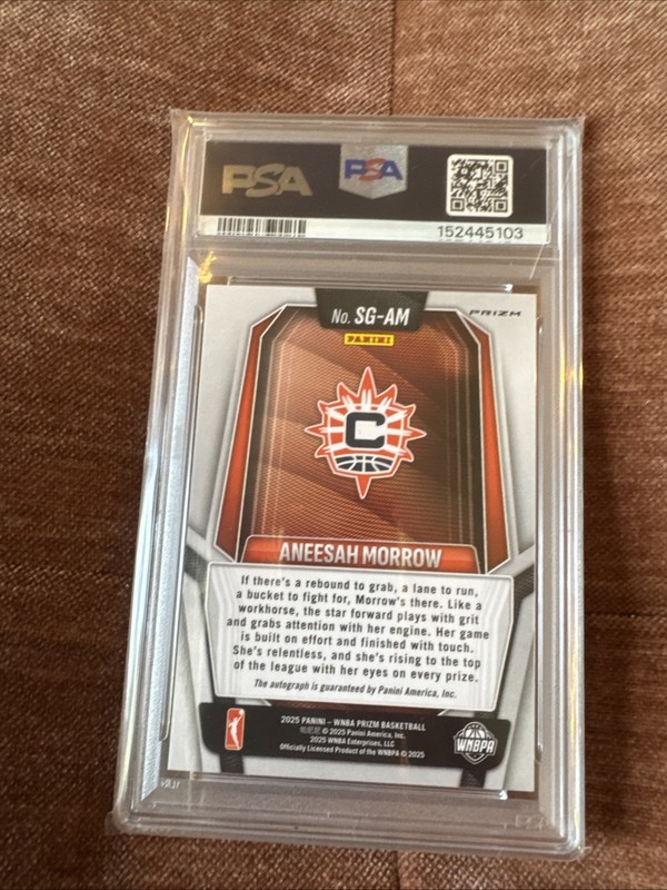 Aneesah Morrow 2025 Panini Prizm WNBA Rookie Auto #SG-AM Signature Green PSA 10 view 2