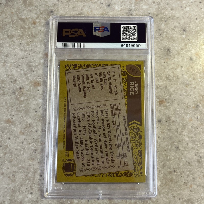 1986 Topps #161 Jerry Rice PSA 5 view 2