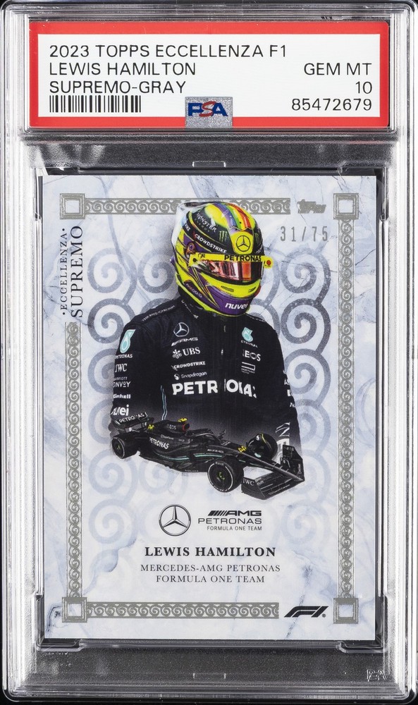 2023 TOPPS ECCELLENZA FORMULA 1 SUPREMO-GRAY LEWIS HAMILTON 31/75 PSA 10