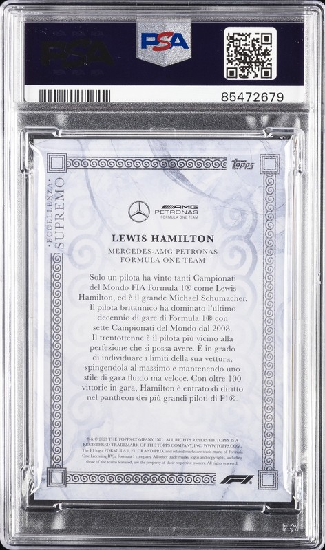 2023 TOPPS ECCELLENZA FORMULA 1 SUPREMO-GRAY LEWIS HAMILTON 31/75 PSA 10 view 2
