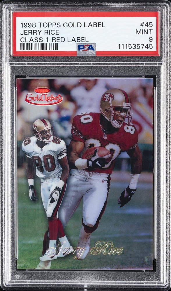 1998 TOPPS GOLD LABEL CLASS 1 RED LABEL #45 JERRY RICE 63/100 PSA 9