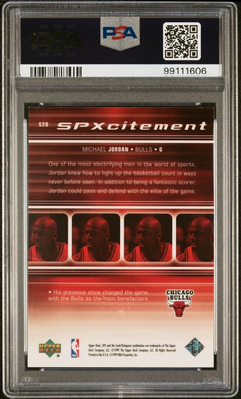 1999 UD SPX SPXCITEMENT #S20 MICHAEL JORDAN PSA 9 view 2