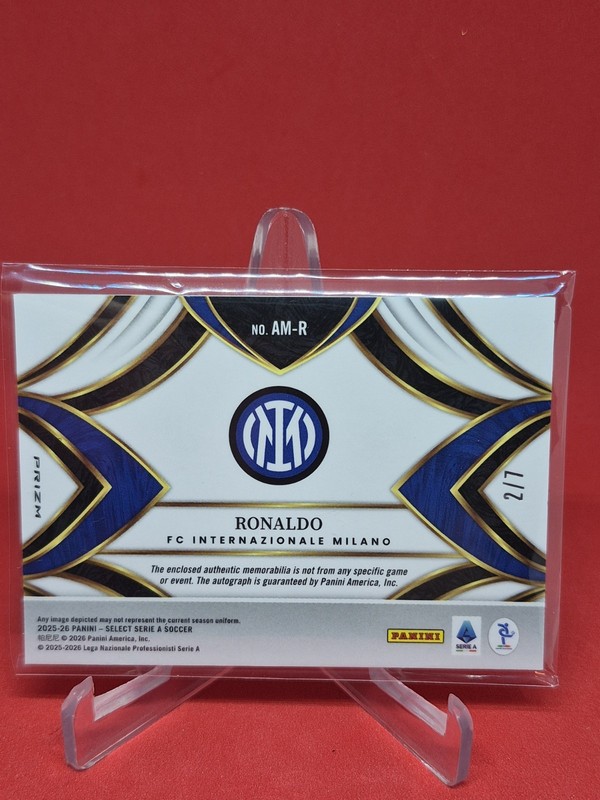 2025-26 Select Serie A Ronaldo Auto 2/7 Patch Gold Autograph Prizm Inter Milan view 2