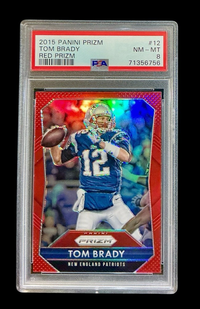 2015 panini prizm #12 tom brady; target red SP retail prizms PSA 8
