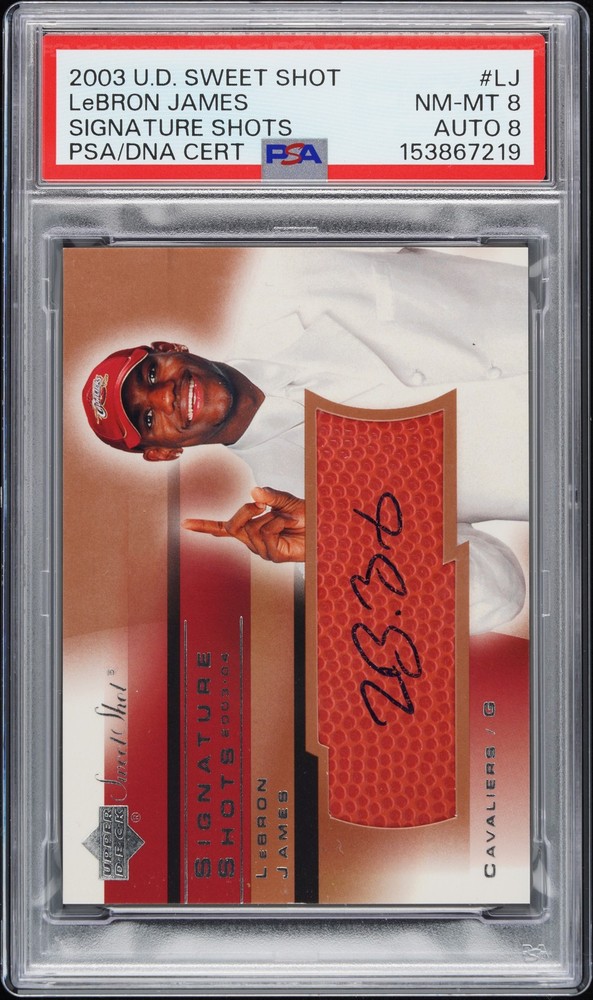 2003 UD SWEET SHOT SIGNATURE SHOTS #LJ LEBRON JAMES PSA 8 AUTO 8