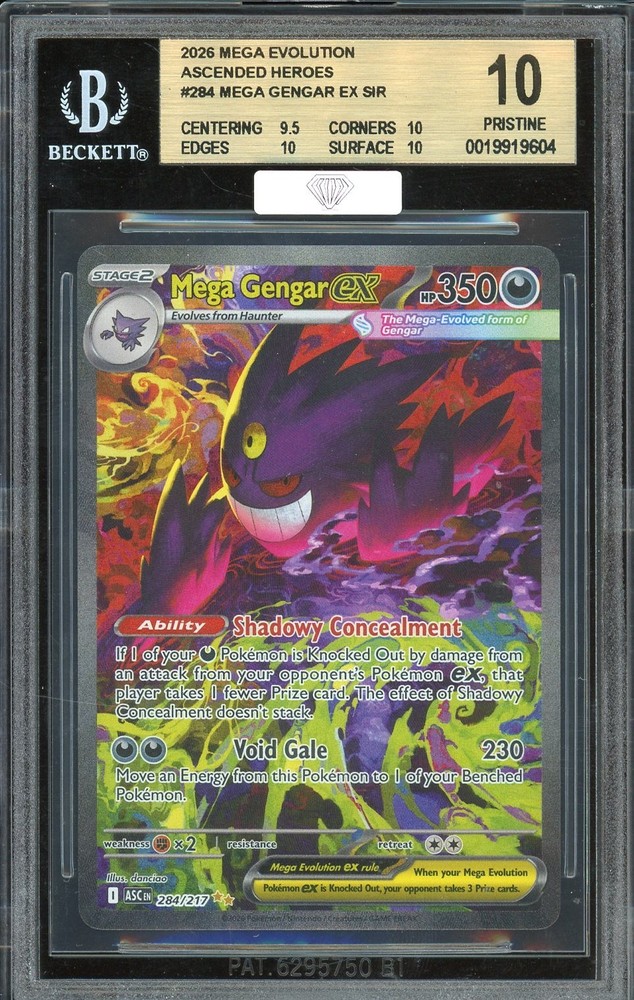 Pokemon TCG Ascended Heroes #284 Mega Gengar ex SIR BGS 10 PRISTINE MBA SILVER